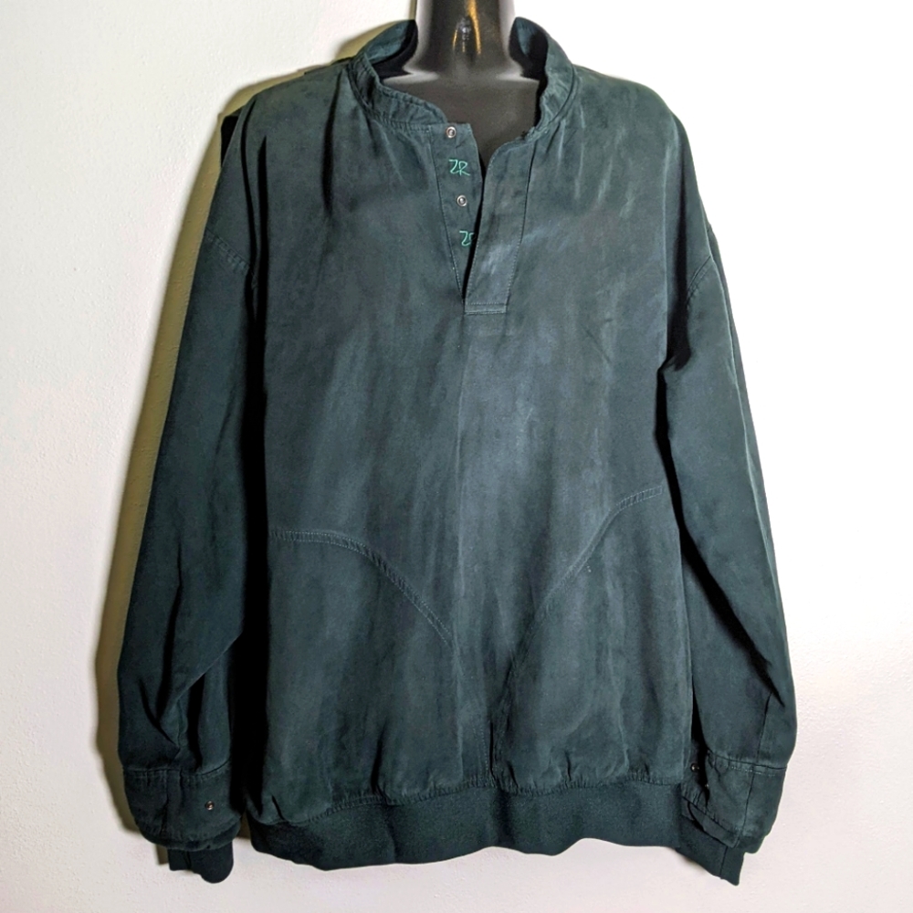 Zero Restriction Golf Outerwear Pull Over Jacket Green USA Made Vintage Men's XL